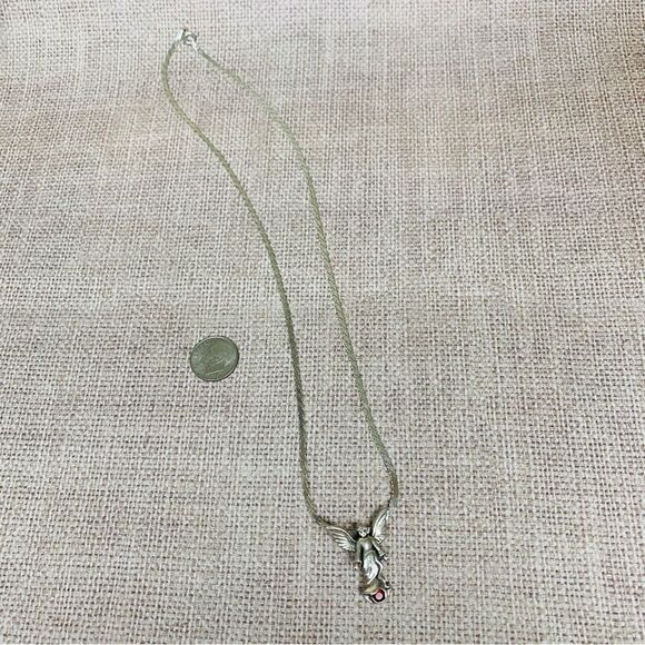 Sterling Silver July Birthday Angel Necklace - Picture 3 of 4